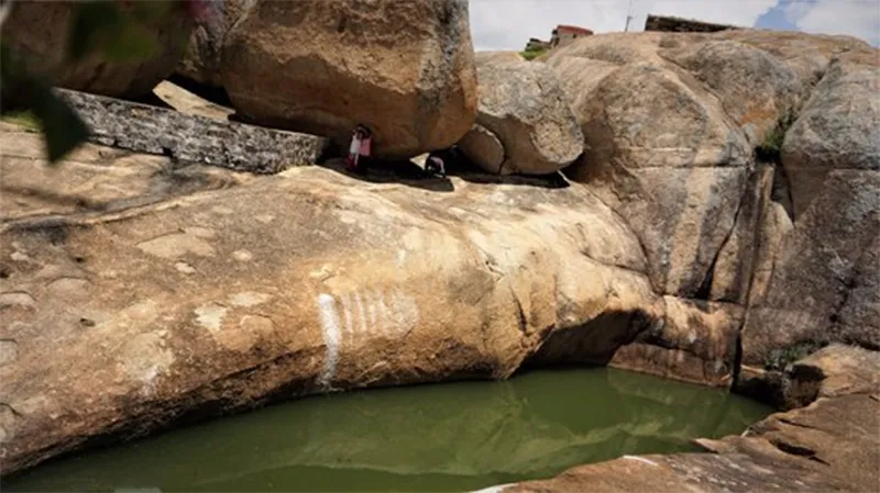 A rock cut pond