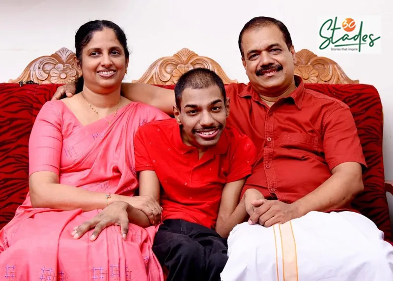 with her son