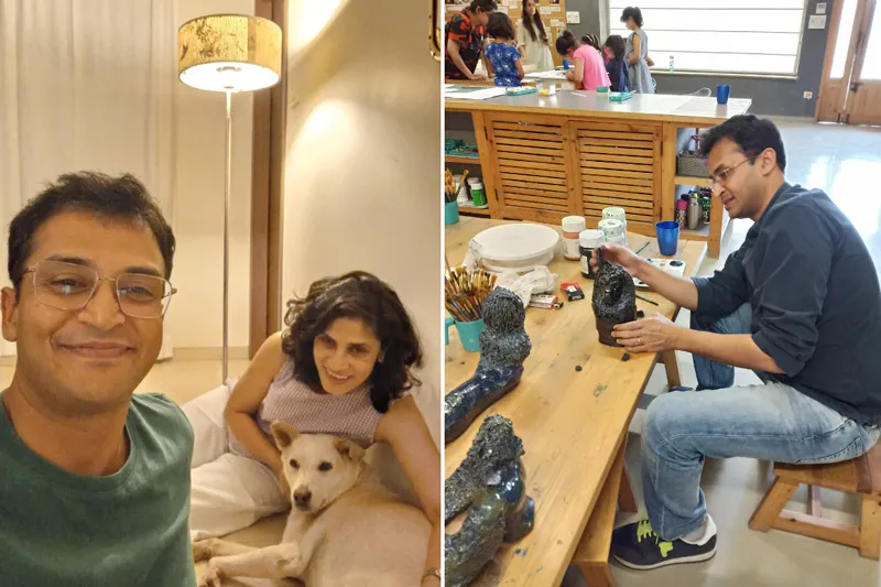 with his wife and dog snowy