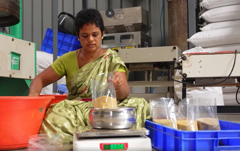 processing by a woman worker at namakkal