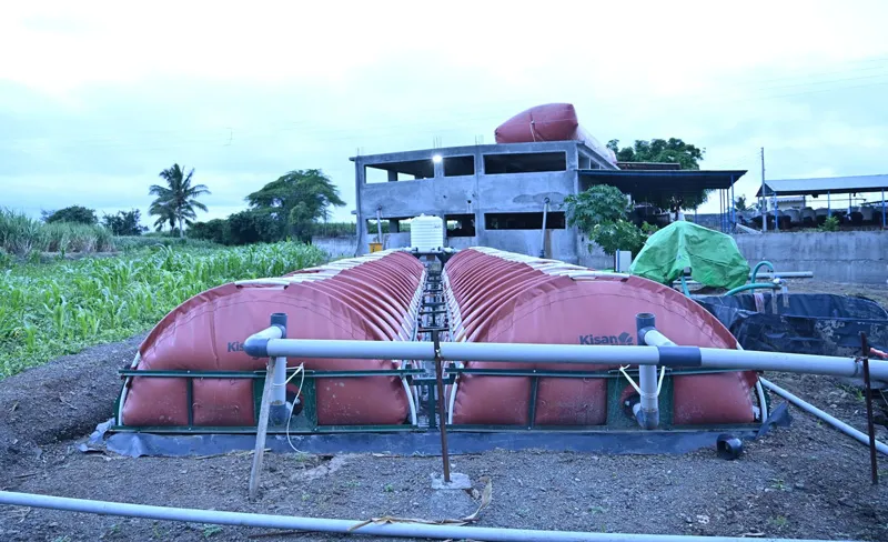 balloons storing biogas at shraddha farm