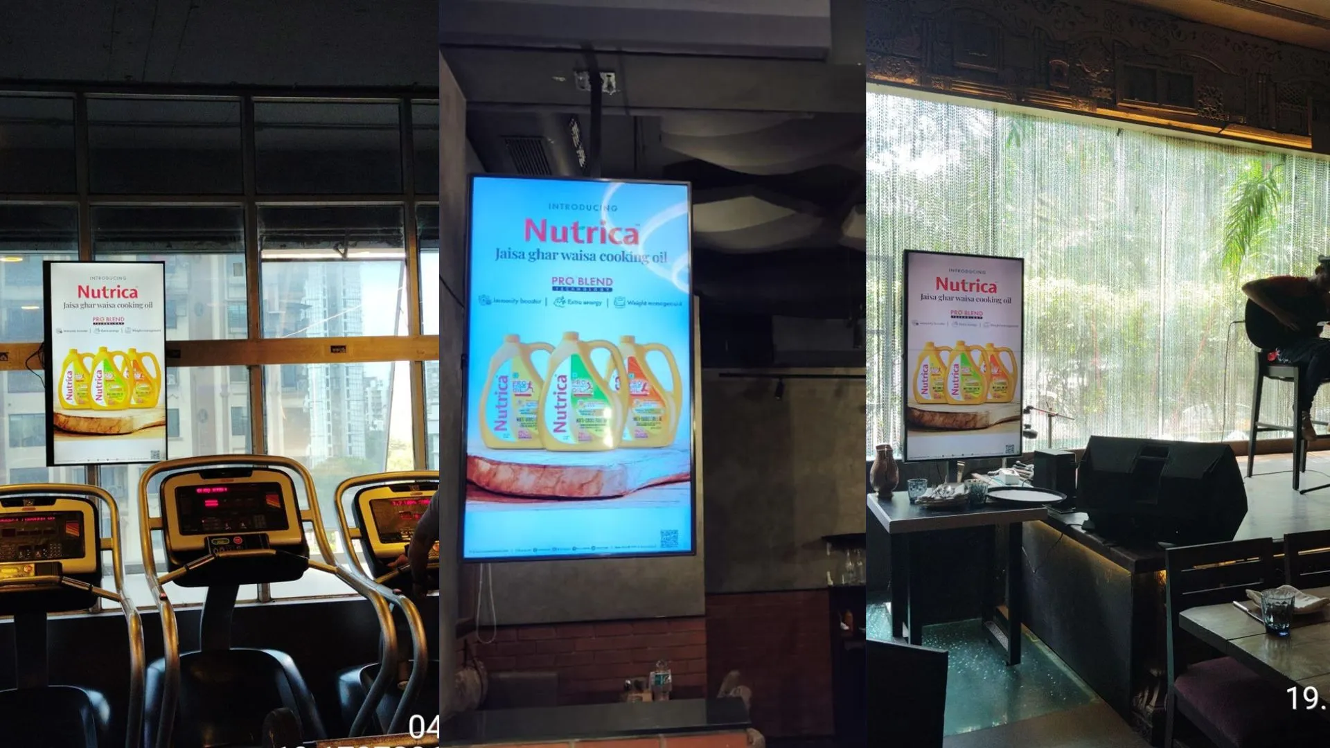 ads on digital screens in gyms, hospitals, cafes