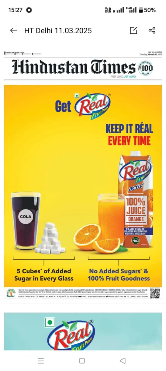 Dabur Real Activ vs cola