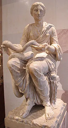 A statue of Goddess Hygieia  Image taken from https://greekmythology.wikia.org/wiki/Hygeia