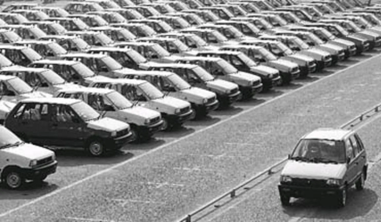 Maruti 800 hatchbacks at the company's Gurgaon plant in 1983  