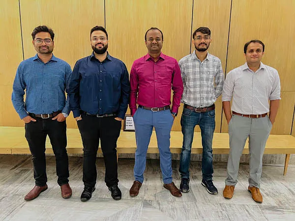 Dr. Vikram Kumar along with Apurv Verma, Vinay Babani, Ravindra Patil, and Vishwajeet Patil at the inauguration of SRV Media’s Ahmedabad office  