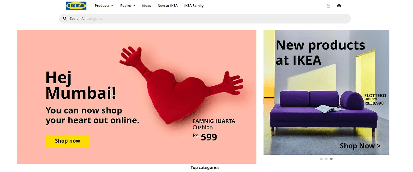 The homepage of the the IKEA's website now has a separate section for Mumbaikars.  