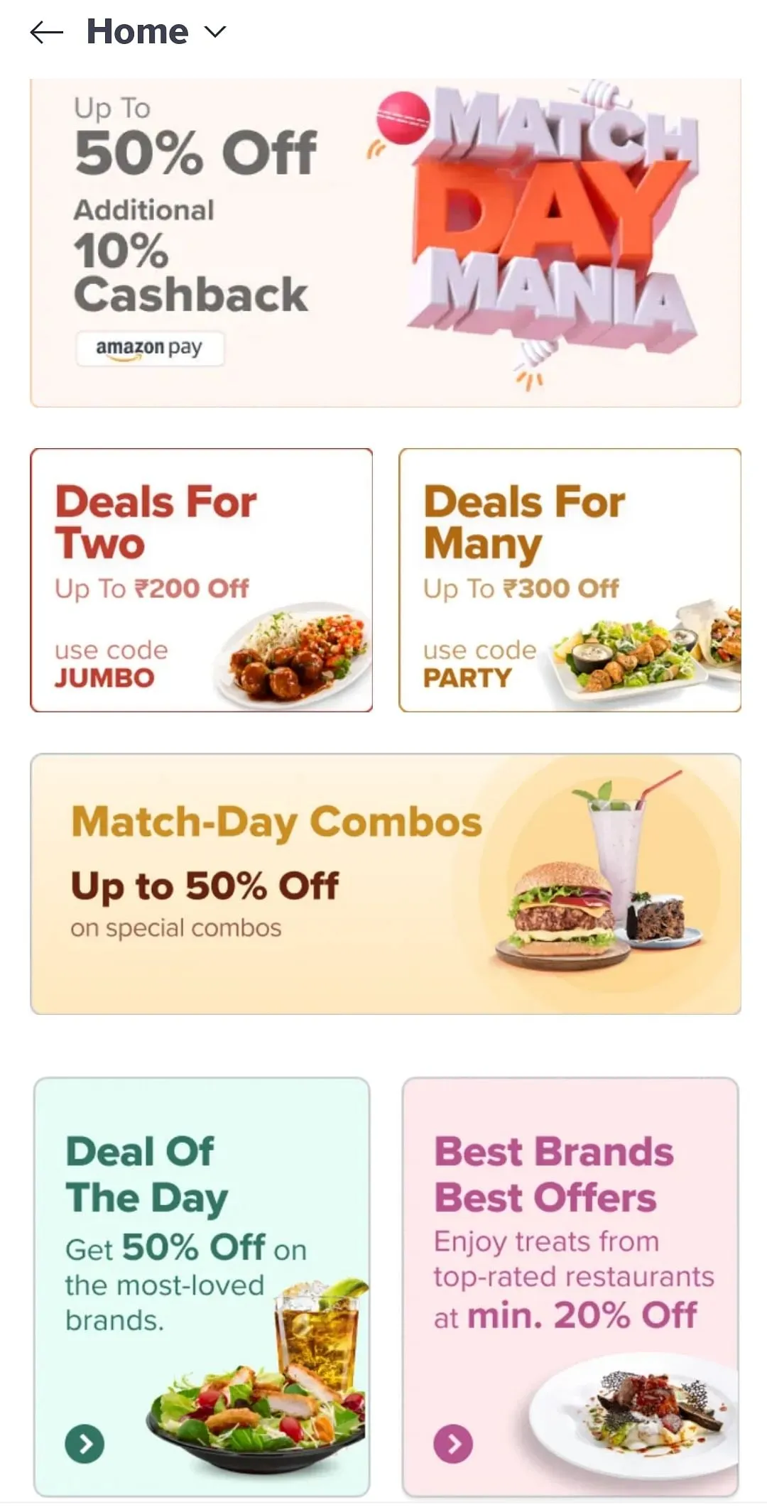 Swiggy's Match Day Mania offers  