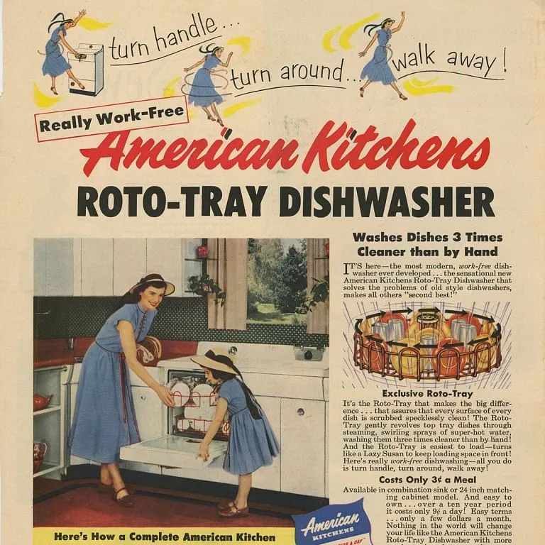 1953 print ad for dishwasher  