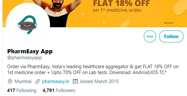 PharmEasy's Twitter Handle  