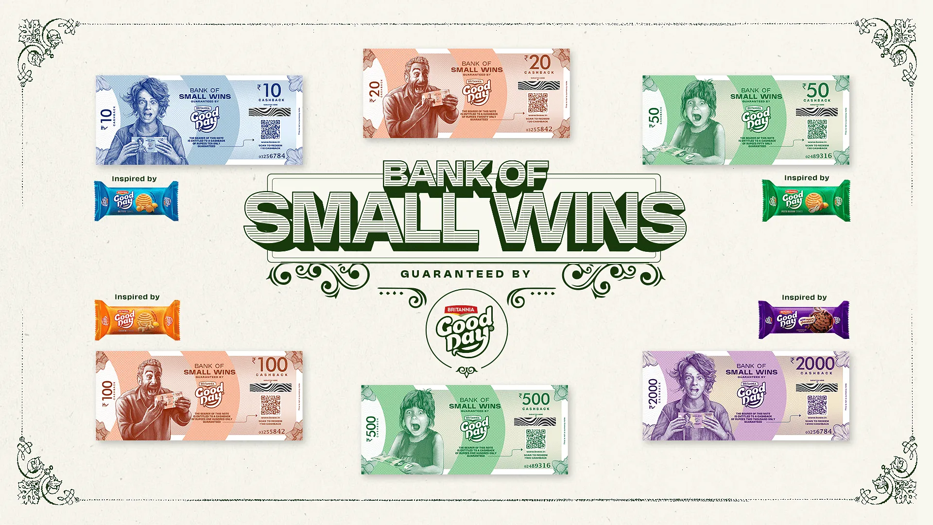 All denominations of Britannia's new currency  