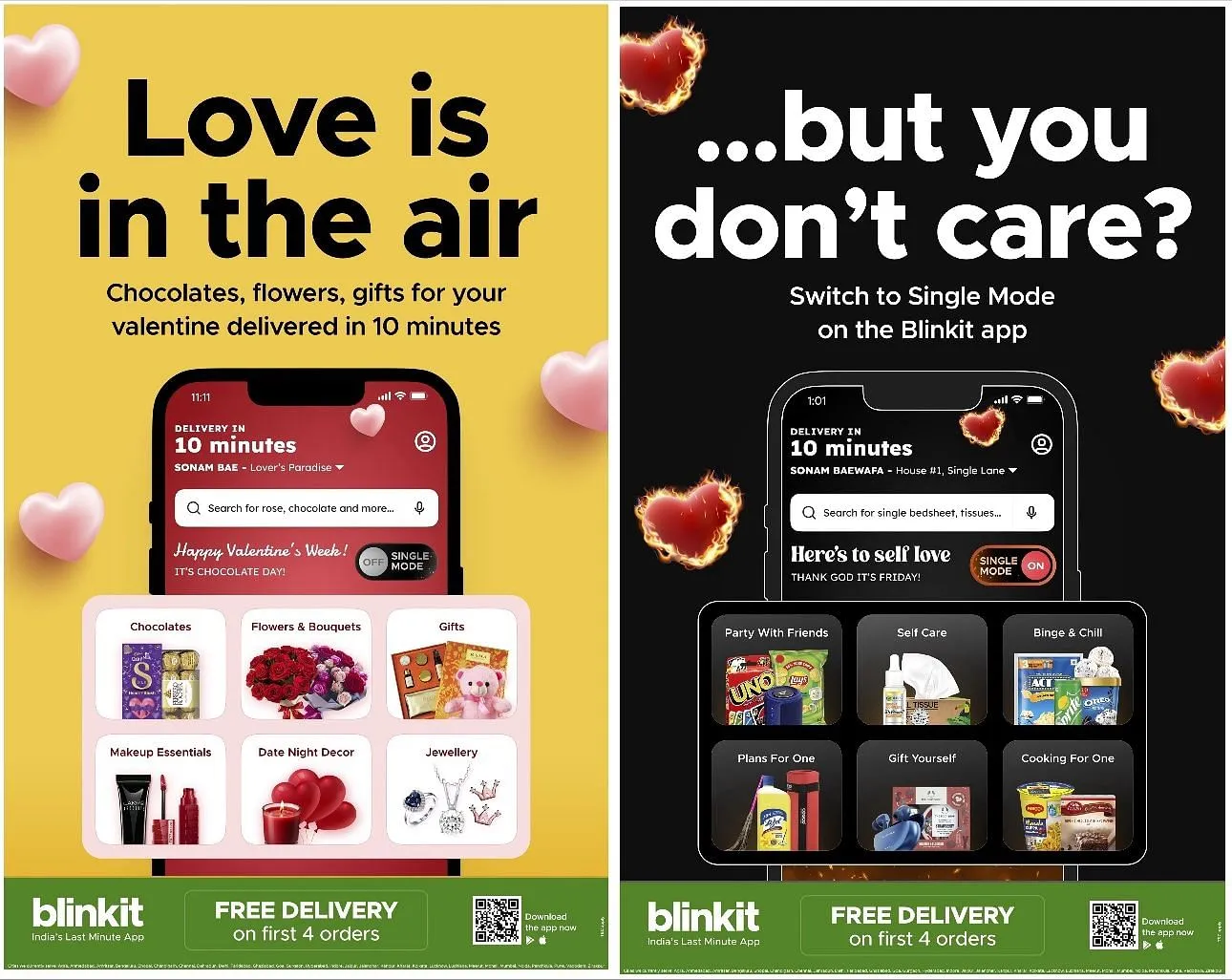 Blinkit Valentine's Day print ad  