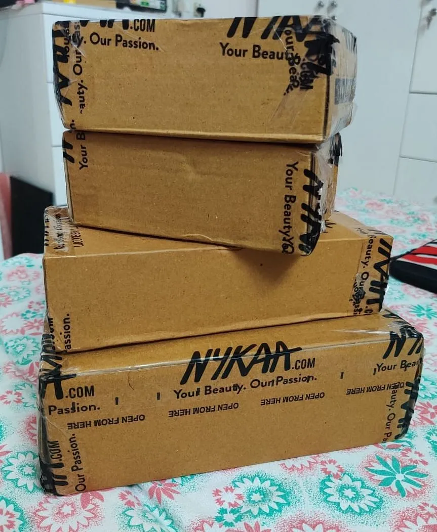 Packaging from beauty and personal care e-tailer Nykaa  