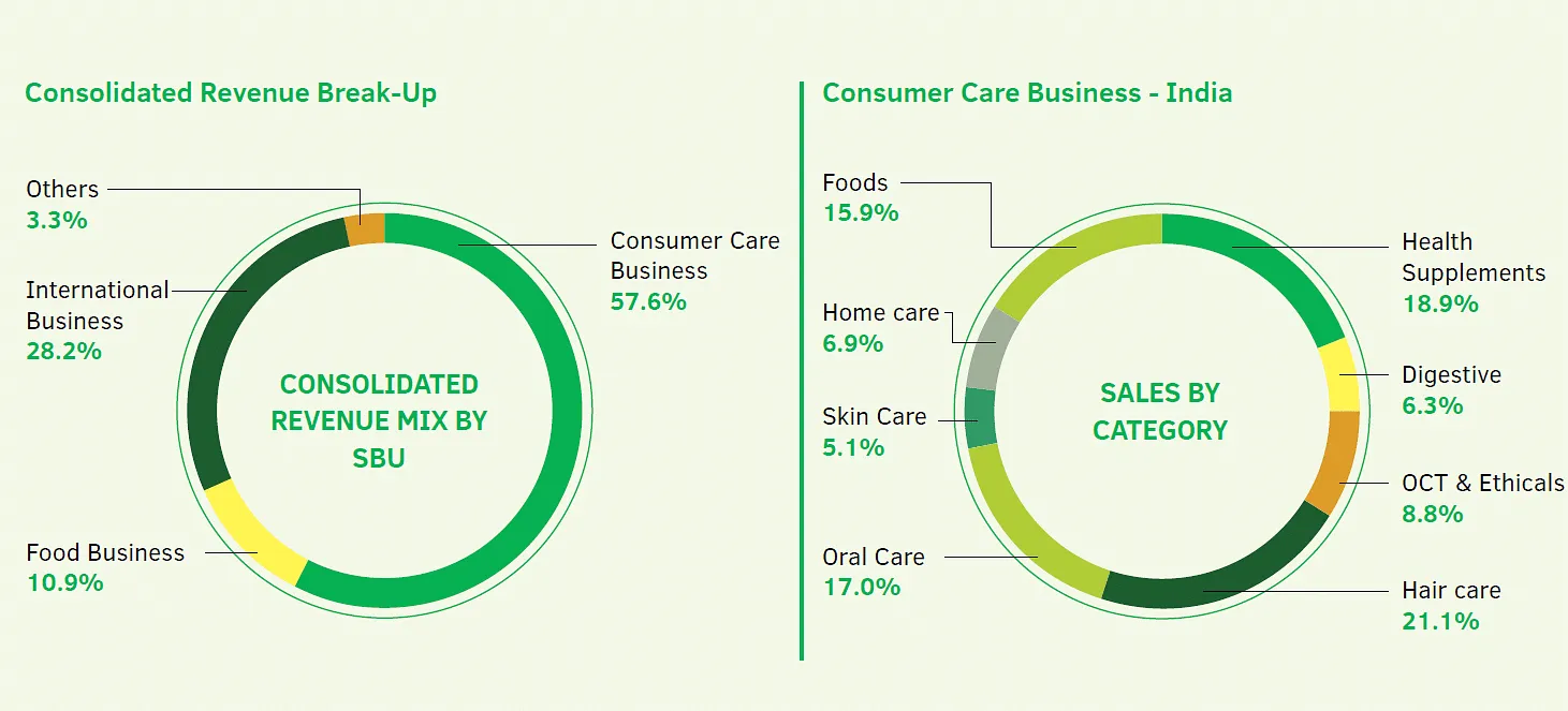 Dabur's revenue share FY 19-20  