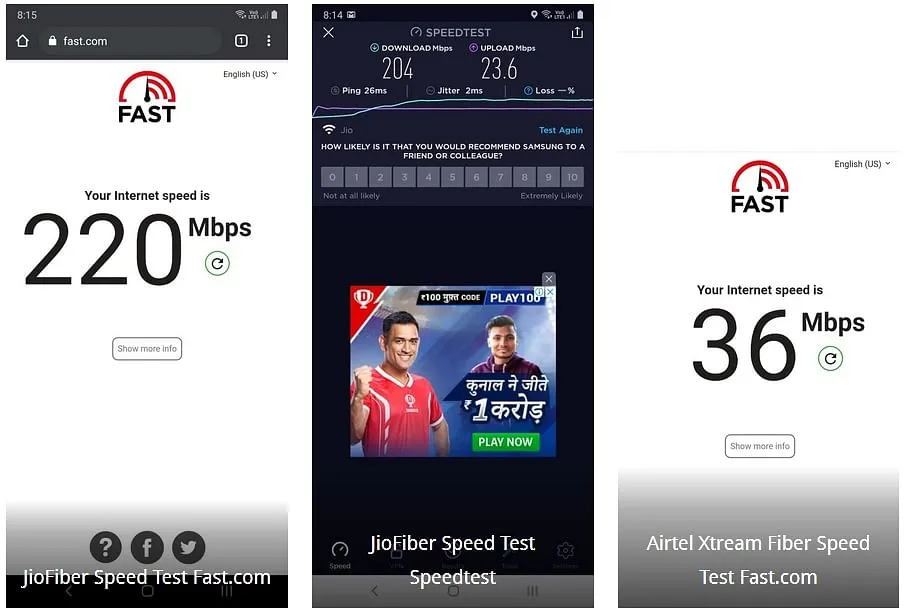 ISP speed test  