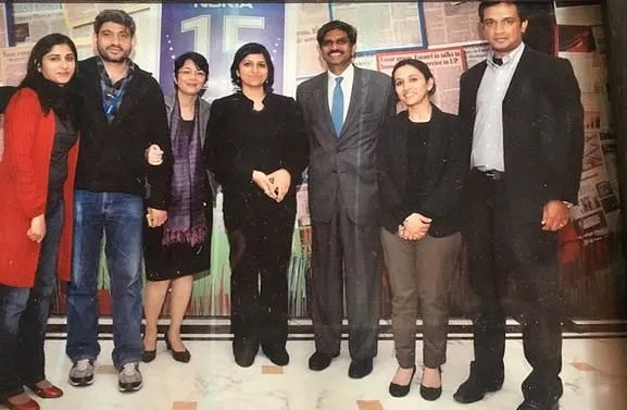 Poonam Kaul (centre) with Shiv Shivakumar (right of Kaul) at Nokia.  