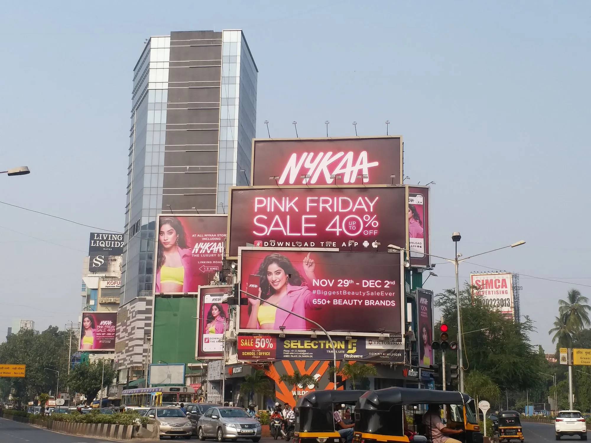 Nykaa's outdoor ads for the Pink Friday sale in Bandra, Mumbai  