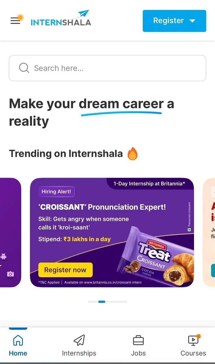 Britannia's 'croissant' pronunciation internship on Internshala with a stipend of Rs  3 lakh  