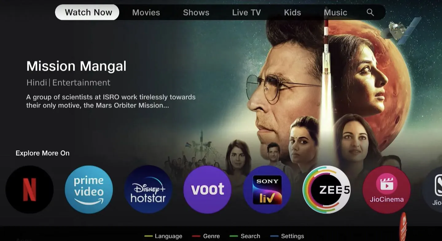 A glimpse of the Jio TV+ interface  