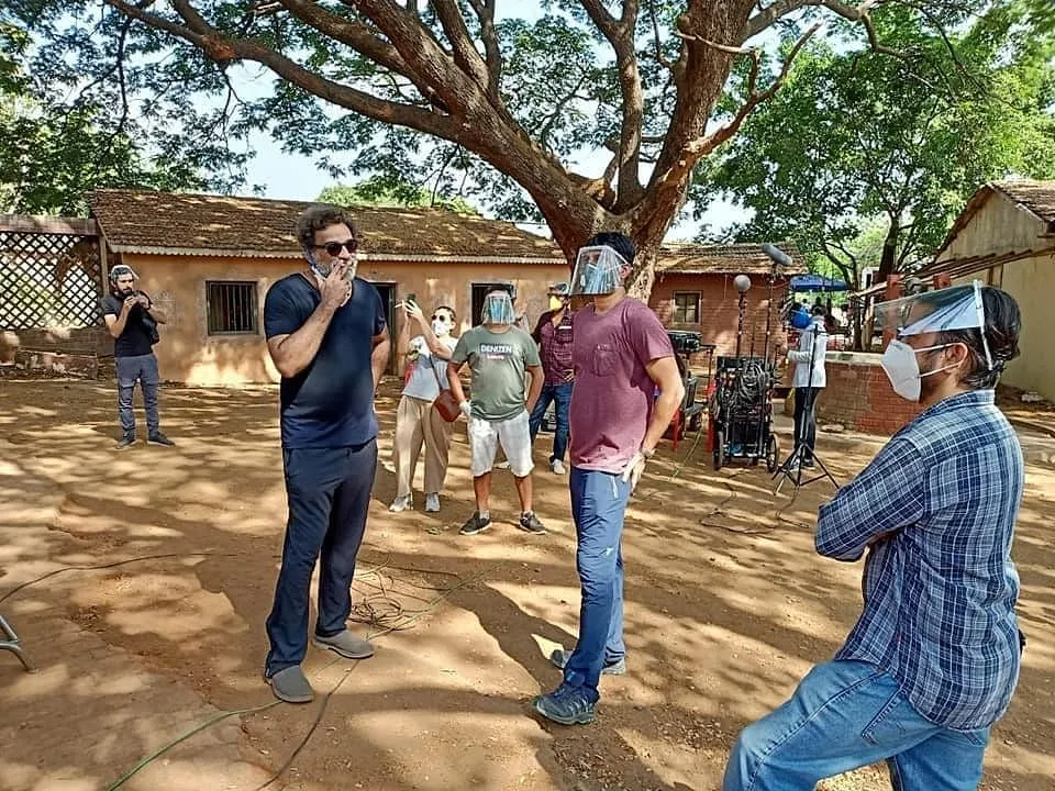 R. Balki with his crew at the set. Credit: Roshaan Garry  