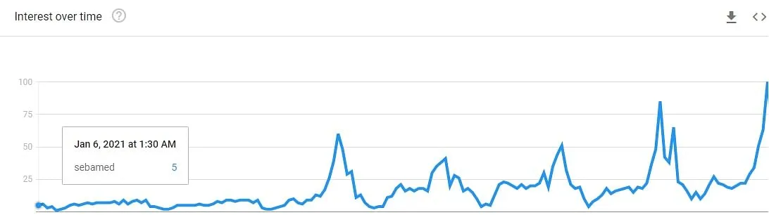 Interest in Sebamed over time, as reflected on google trends  