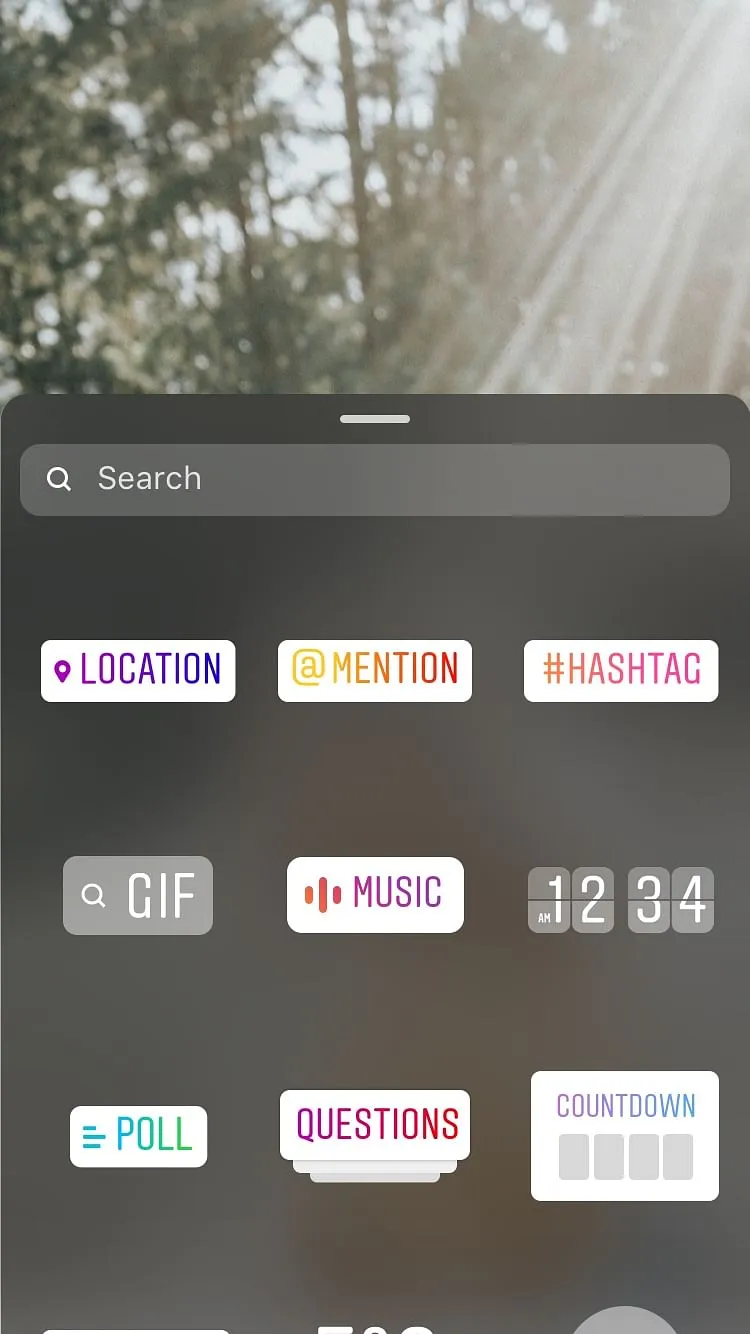 The 'Music' option on Instagram stories  