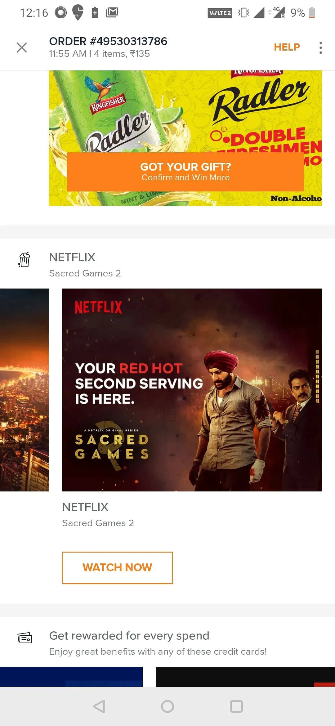 Swiggy displays Netflix's ad for Sacred Games   