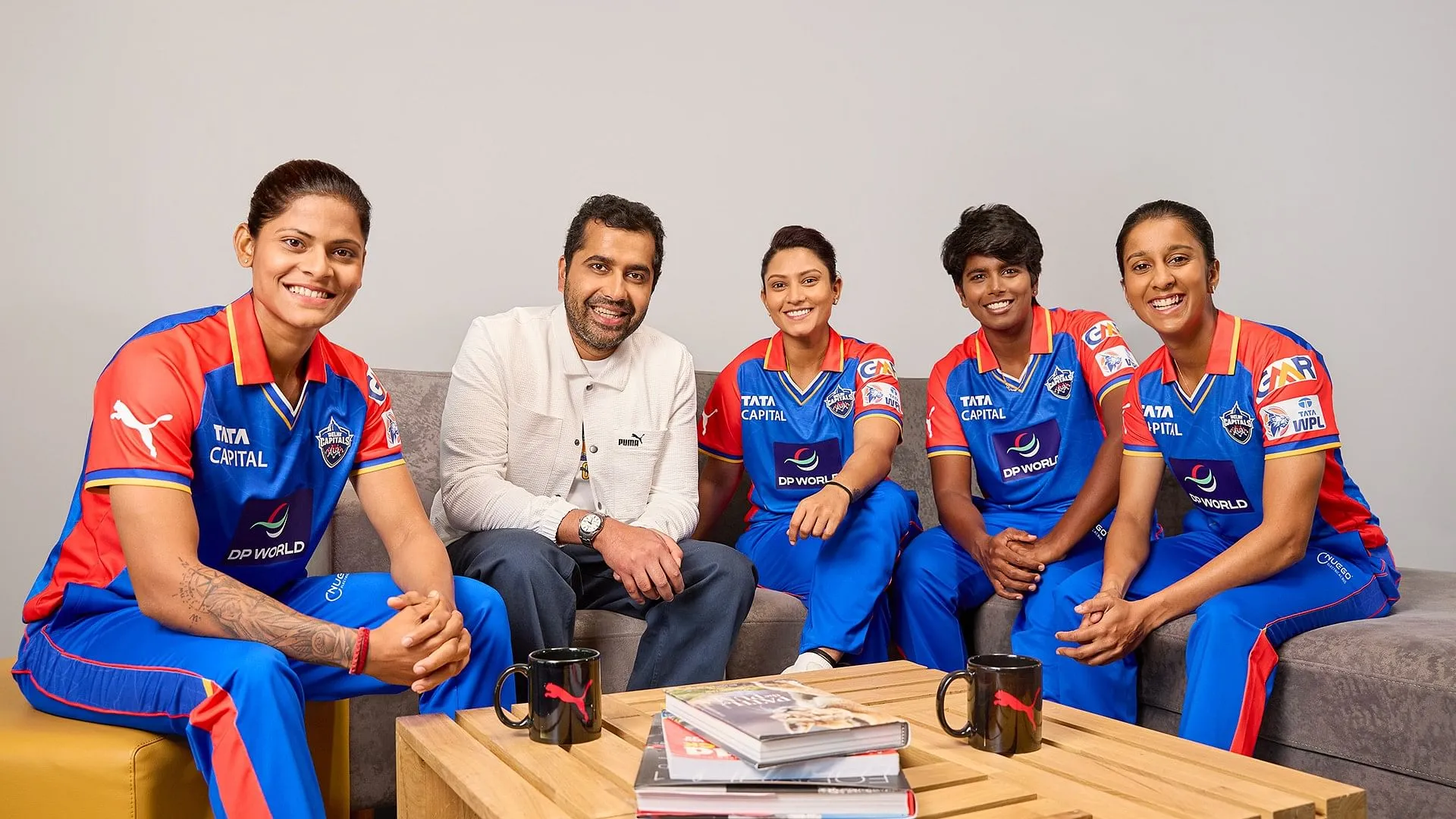 (L-R) - Radha Yadav, PUMA India MD Karthik Balagopalan, Taniya Bhatia, Arundhati Reddy & Jemimah Rodrigues  