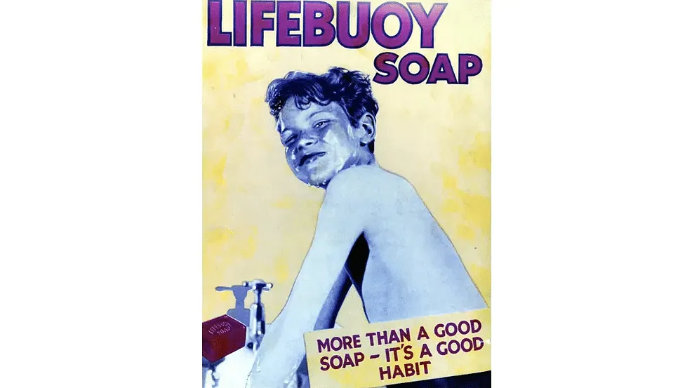 1950 - an ad on good handwashing habits  Source: Unilever website