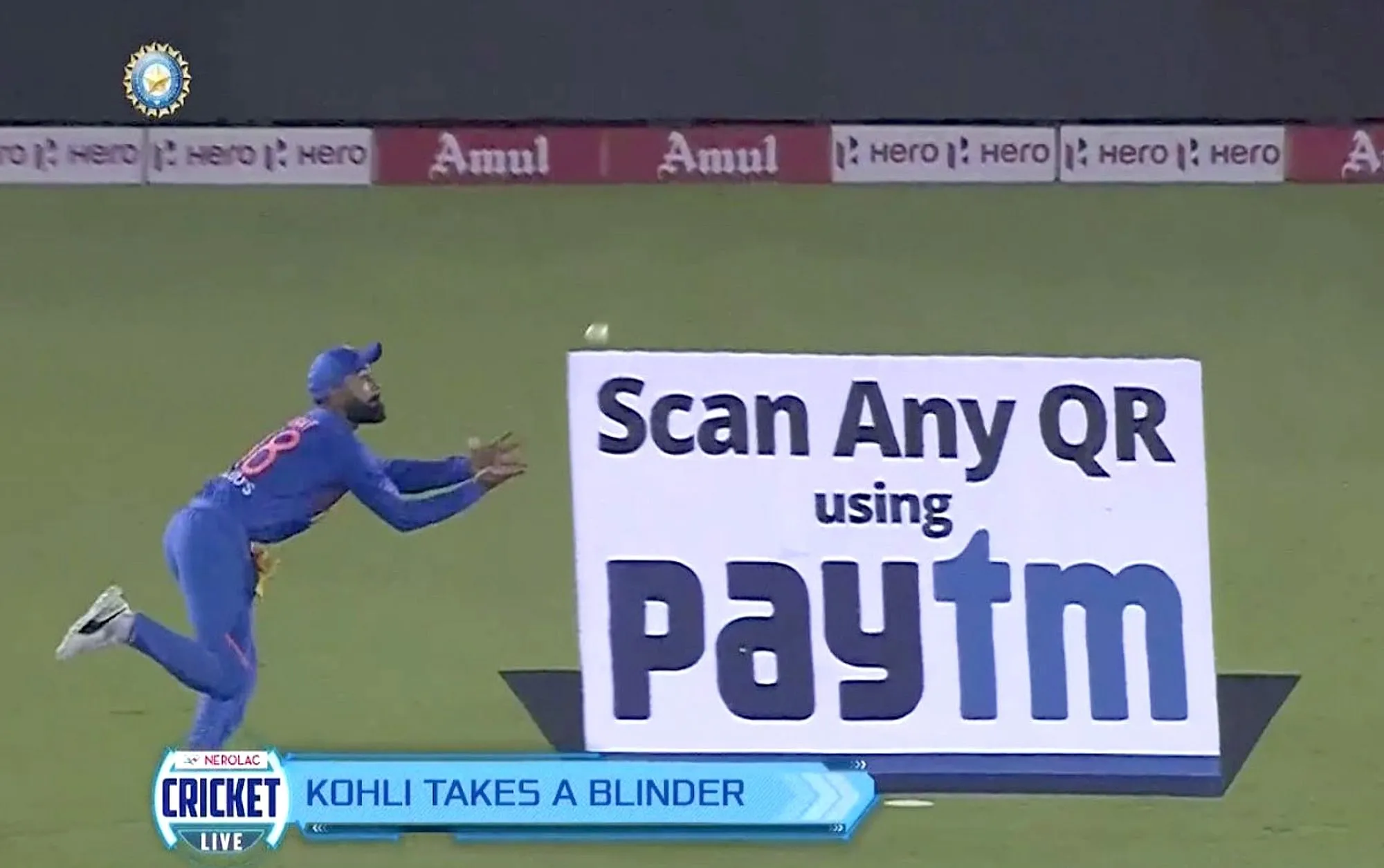 Paytm ads during cricket matches.  