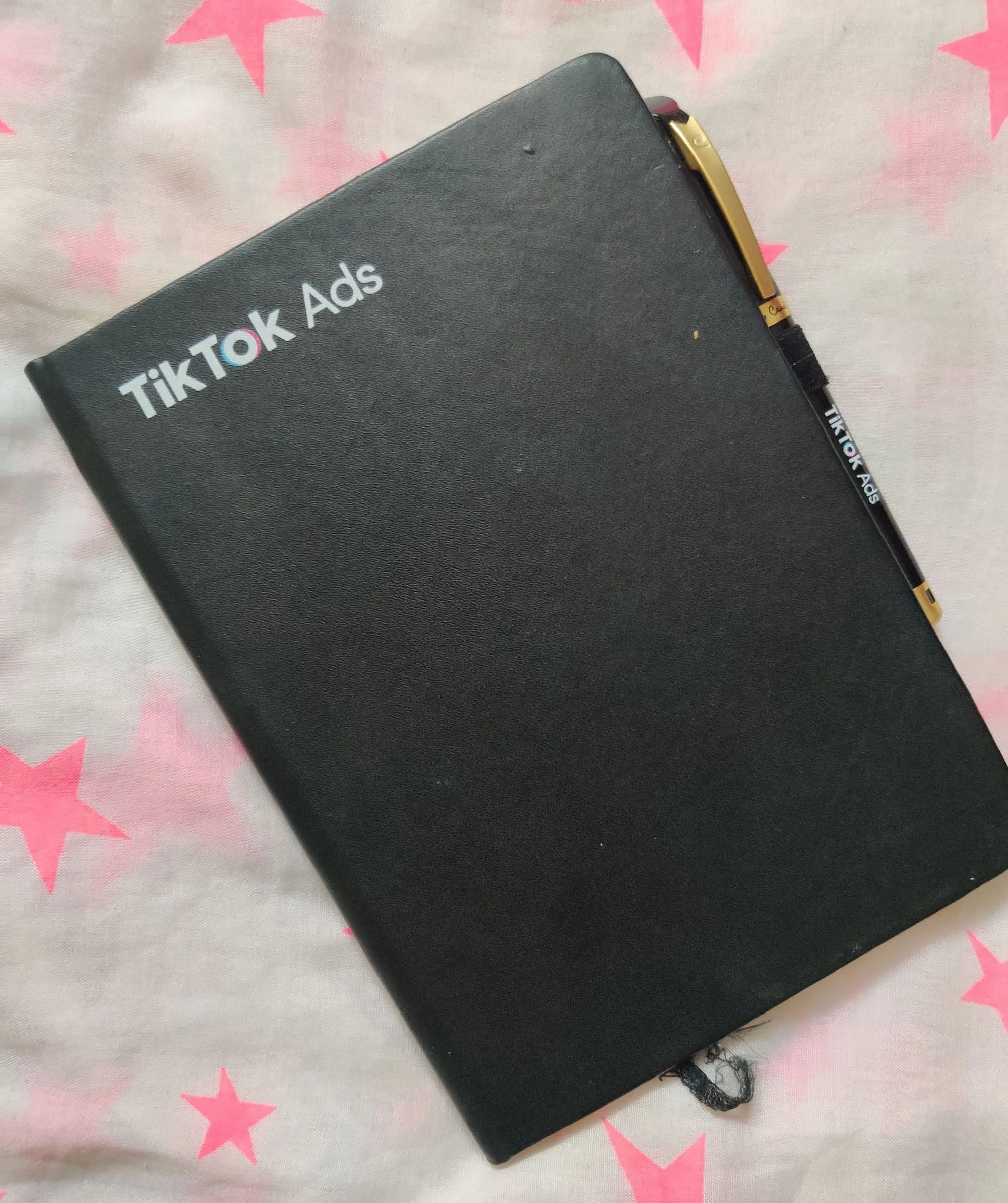 A diary and pen with TikTok's logo   