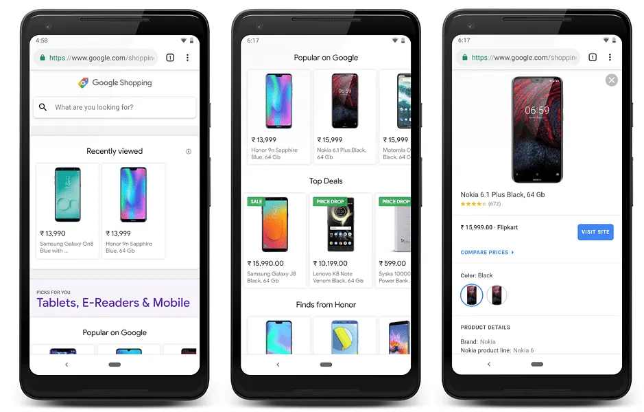 Google shopping page  