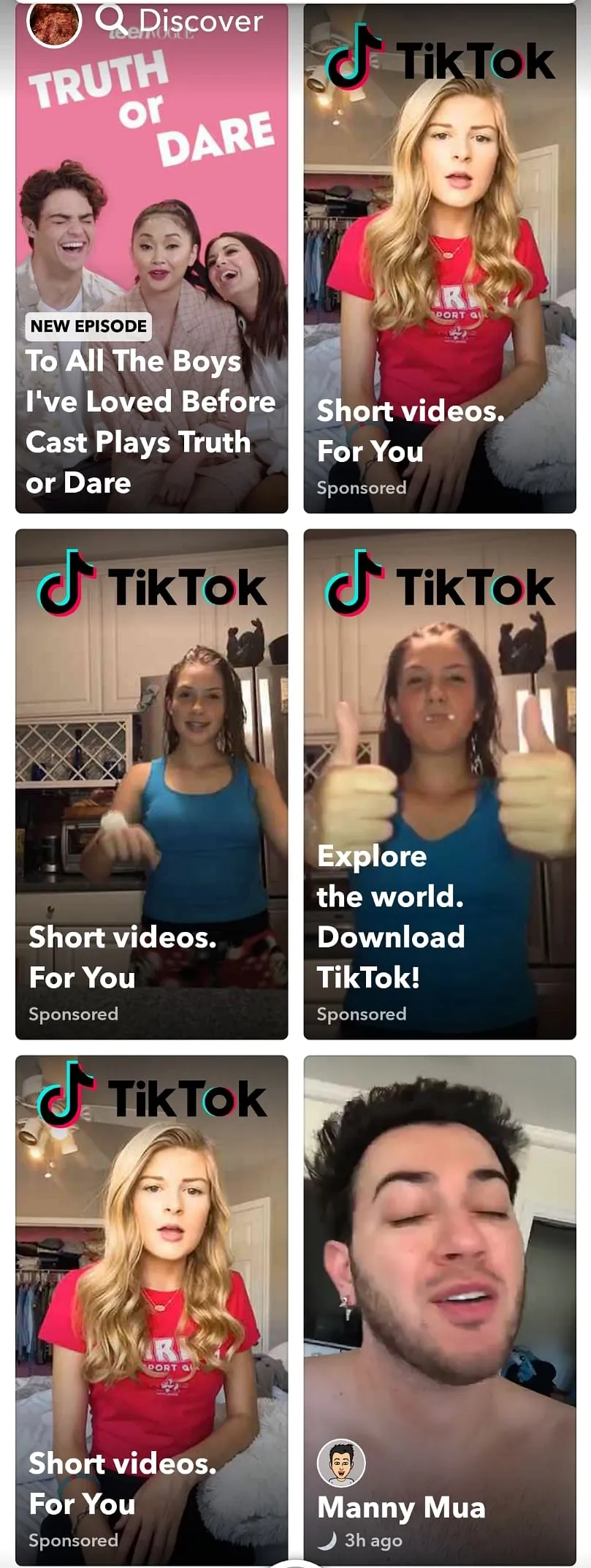 Ads for TikTok on Snapchat (2019)  