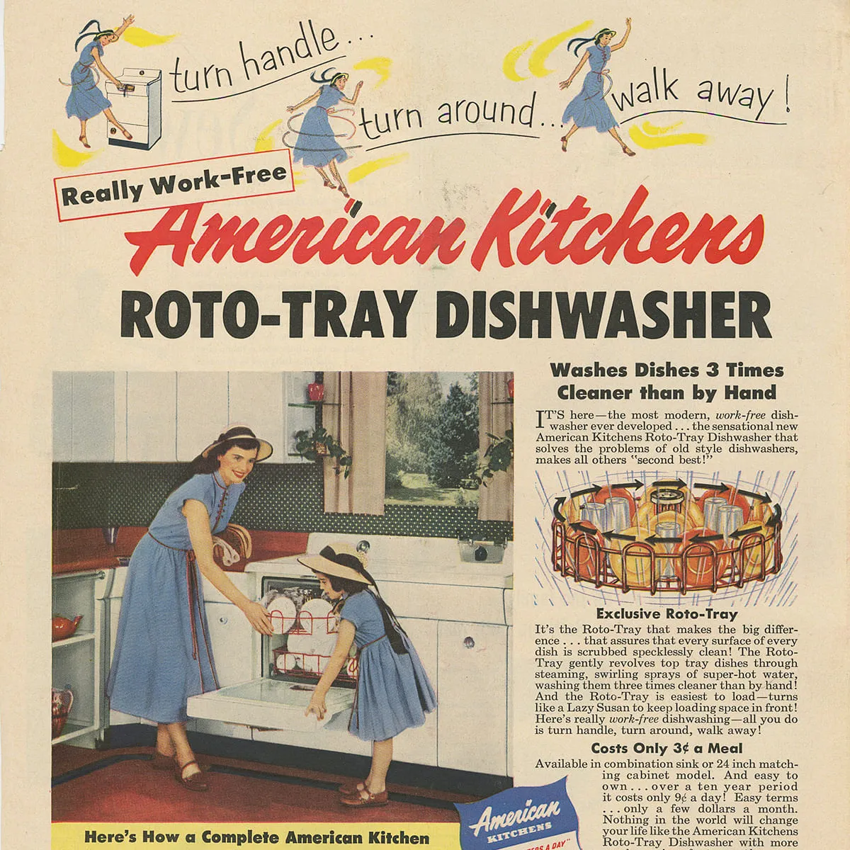 1953 print ad for dishwasher  