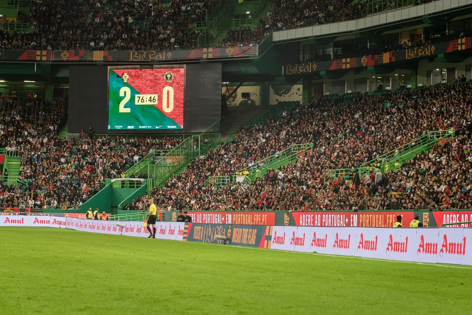 Amul branding at José Alvalade stadium in Lisbon, Portugal during the international friendly match between Portugal and Nigeria yesterday.  