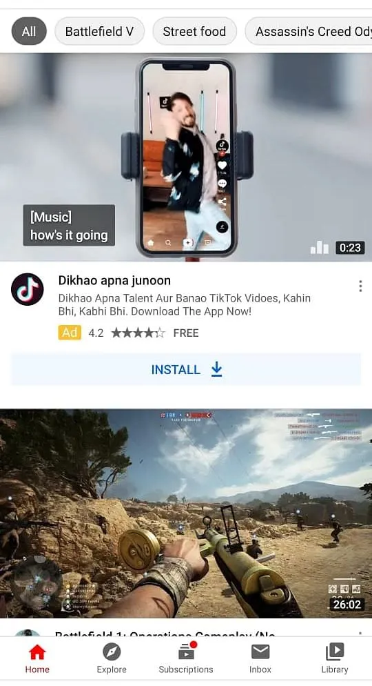 An ad for TikTok on YouTube  