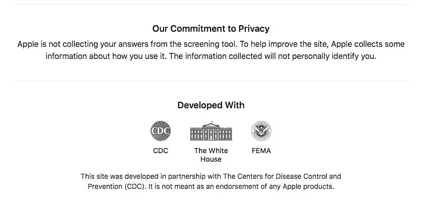 A screengrab from Apple's coronavirus microsite  