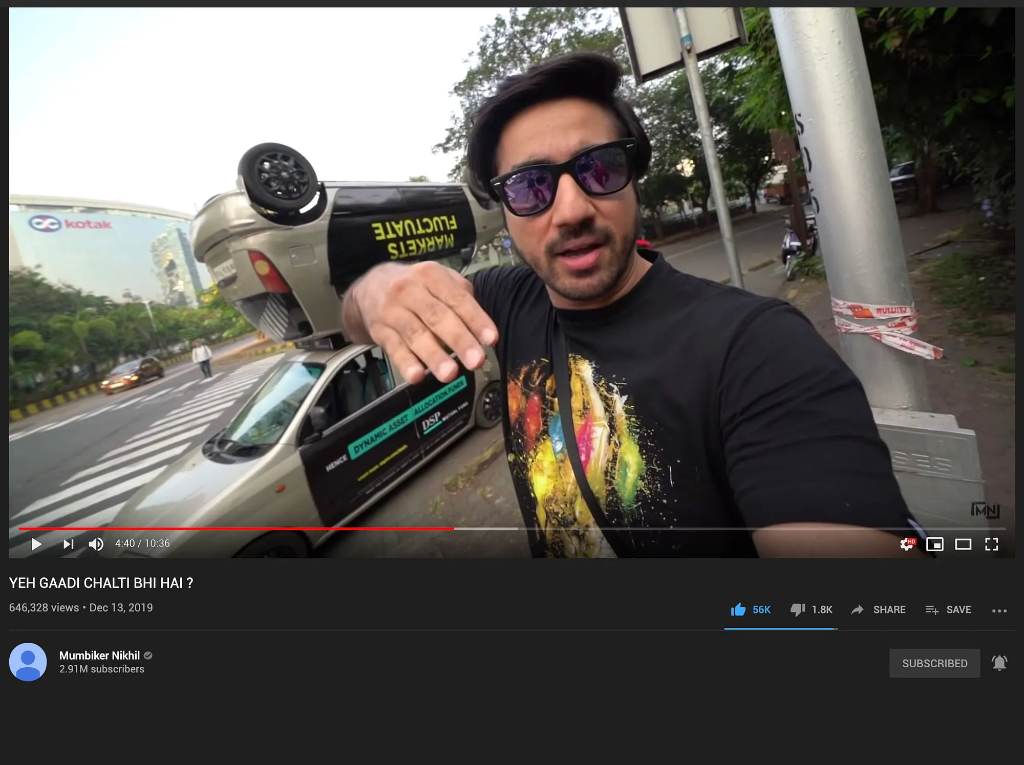 A still from Mumbiker Nikhil's YouTube Vlog  