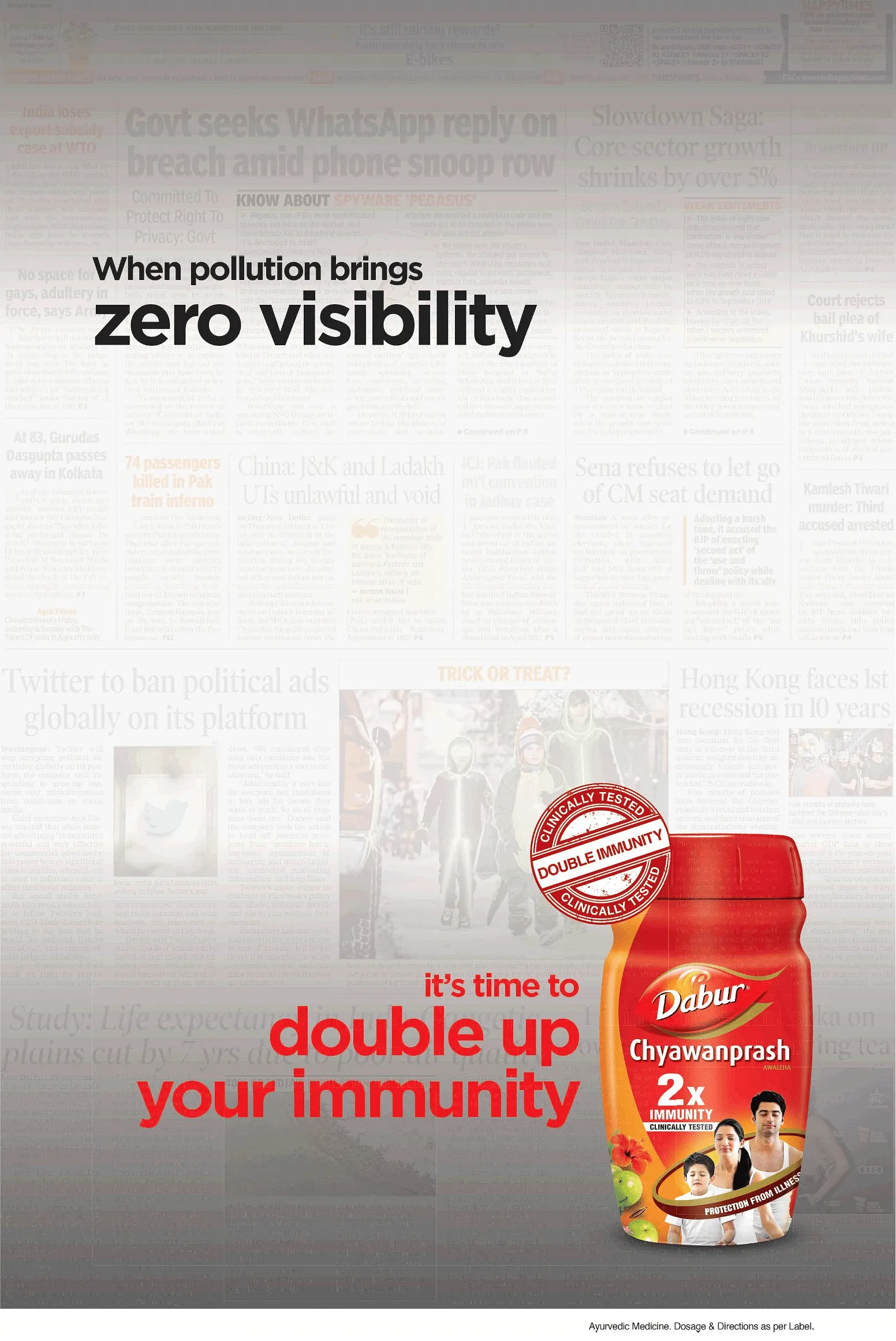 Dabur's full page ad in the Times of India  