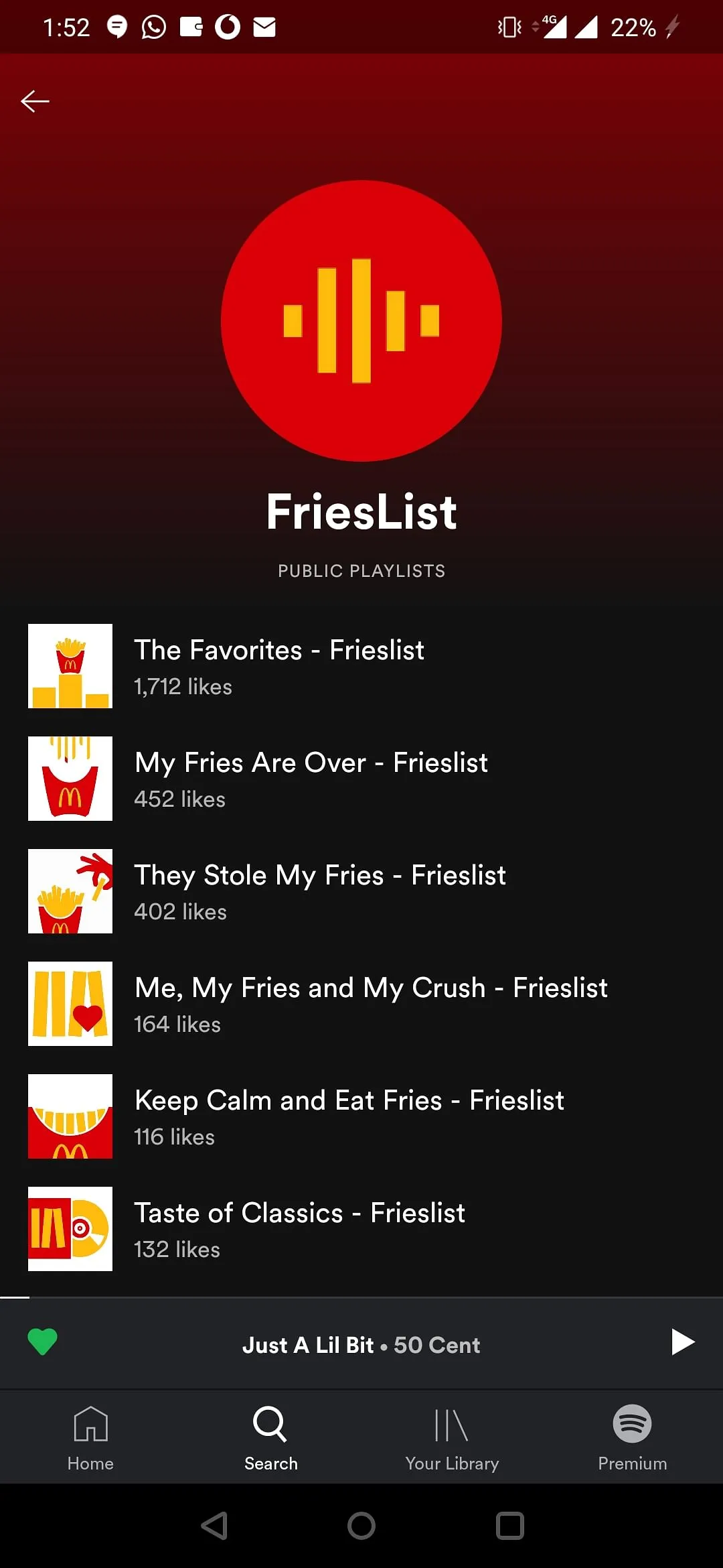Spotify's 'fries' themed playlists  