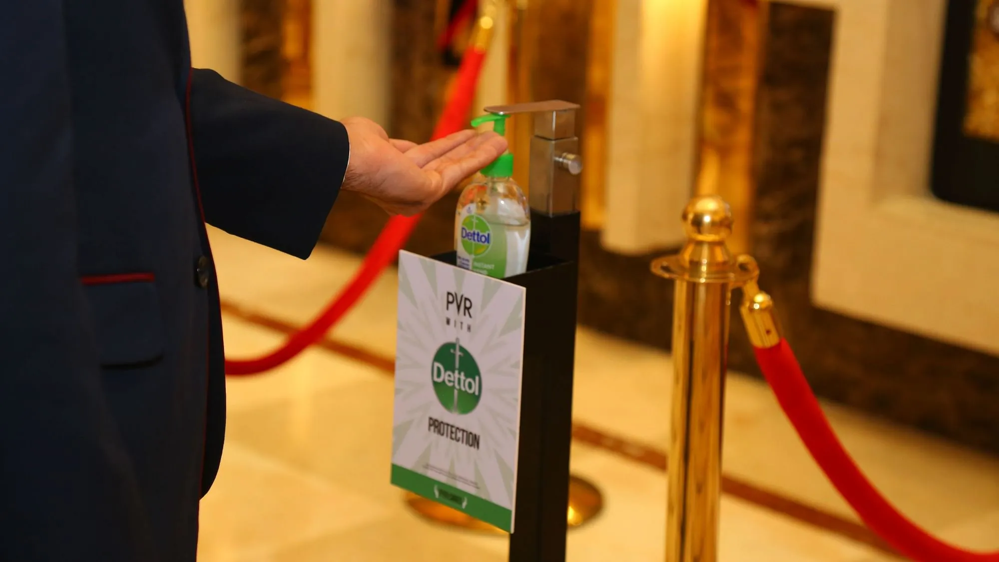 Dettol sanitiser dispenser at PVR  