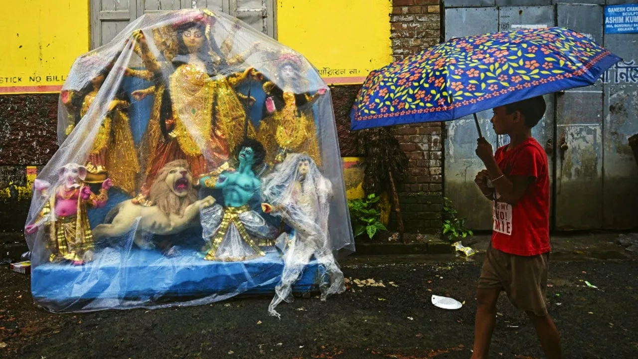 Rain on Durga Puja