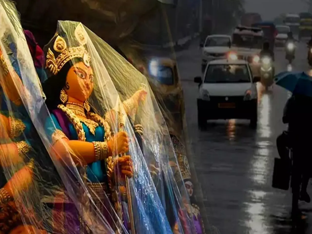 Rain on Durga Puja