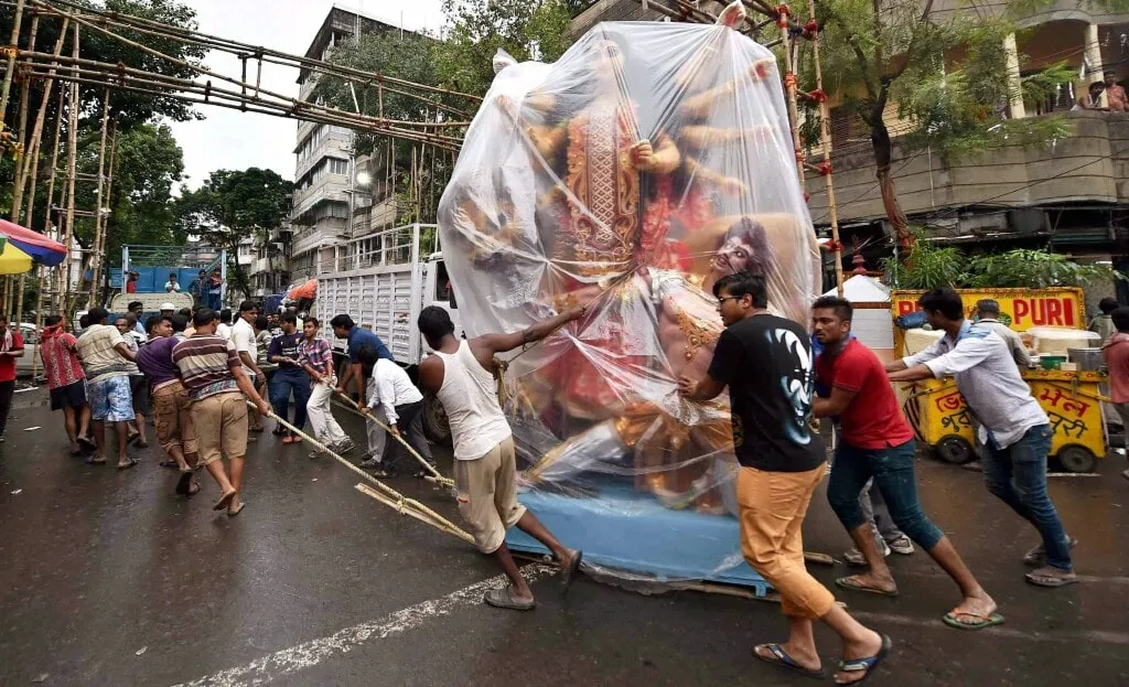 Rain on Durga Puja