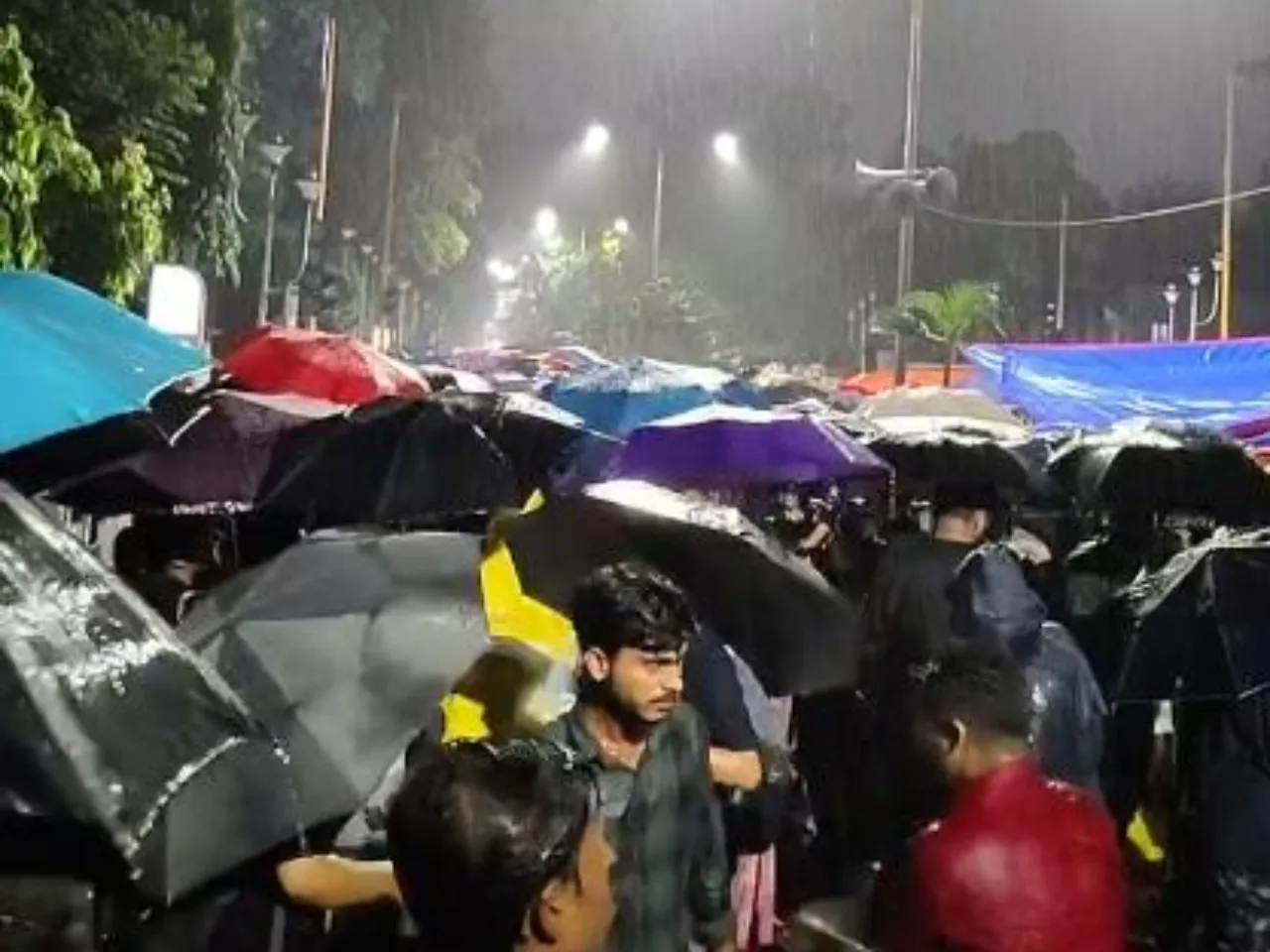 protest in rain 