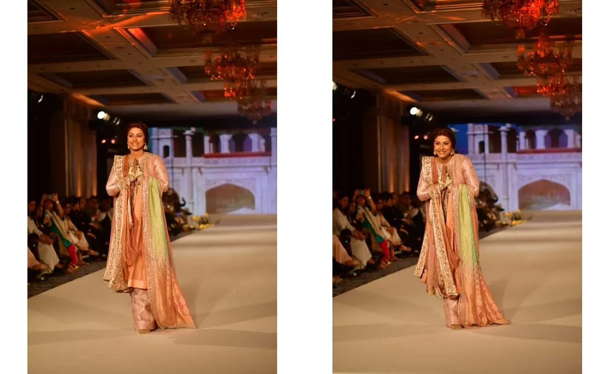 Hina Khan Feels "Stronger" On The Ramp In A Blush Pink Brocade Suit
