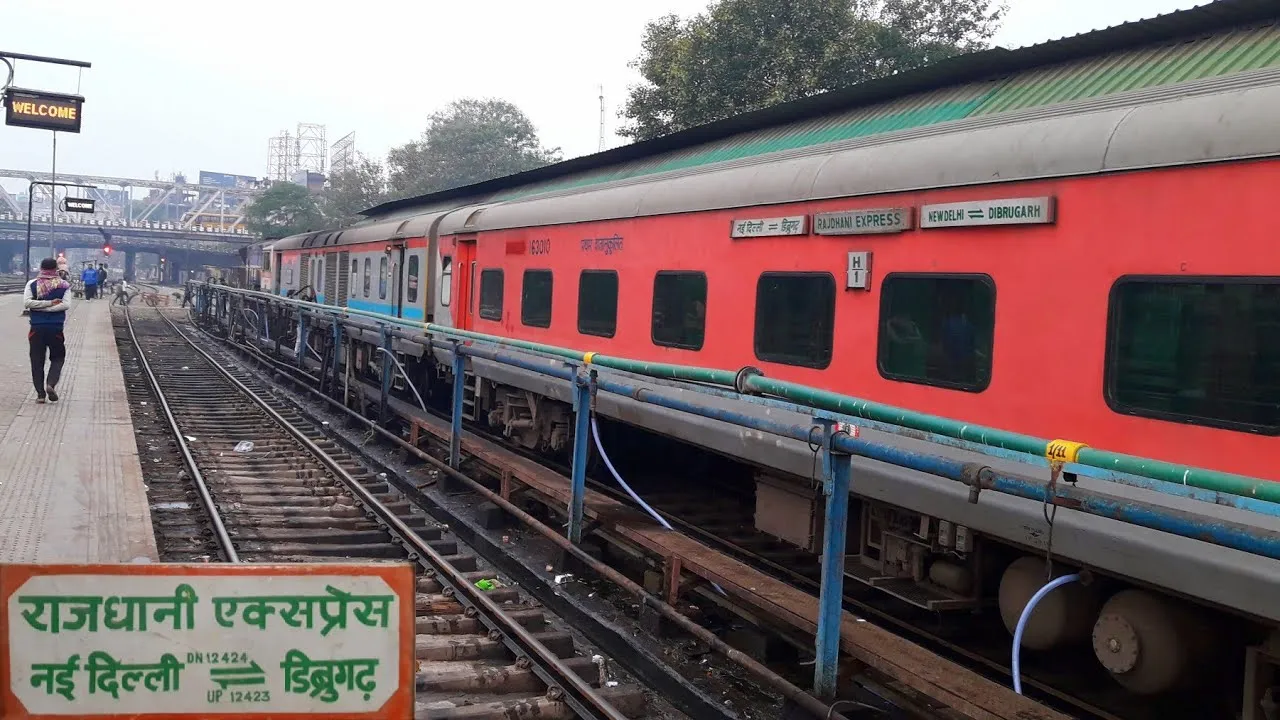 Dibrugarh Town to New Delhi Rajdhani Express 12423 departing from Guwahati  Rly station