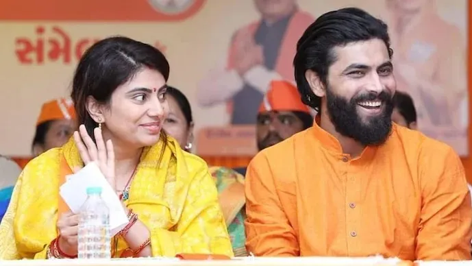 Ravindra Jadeja with his wife Rivaba. (Image: Facebook/ Rivaba Ravindrasinh Jadeja)