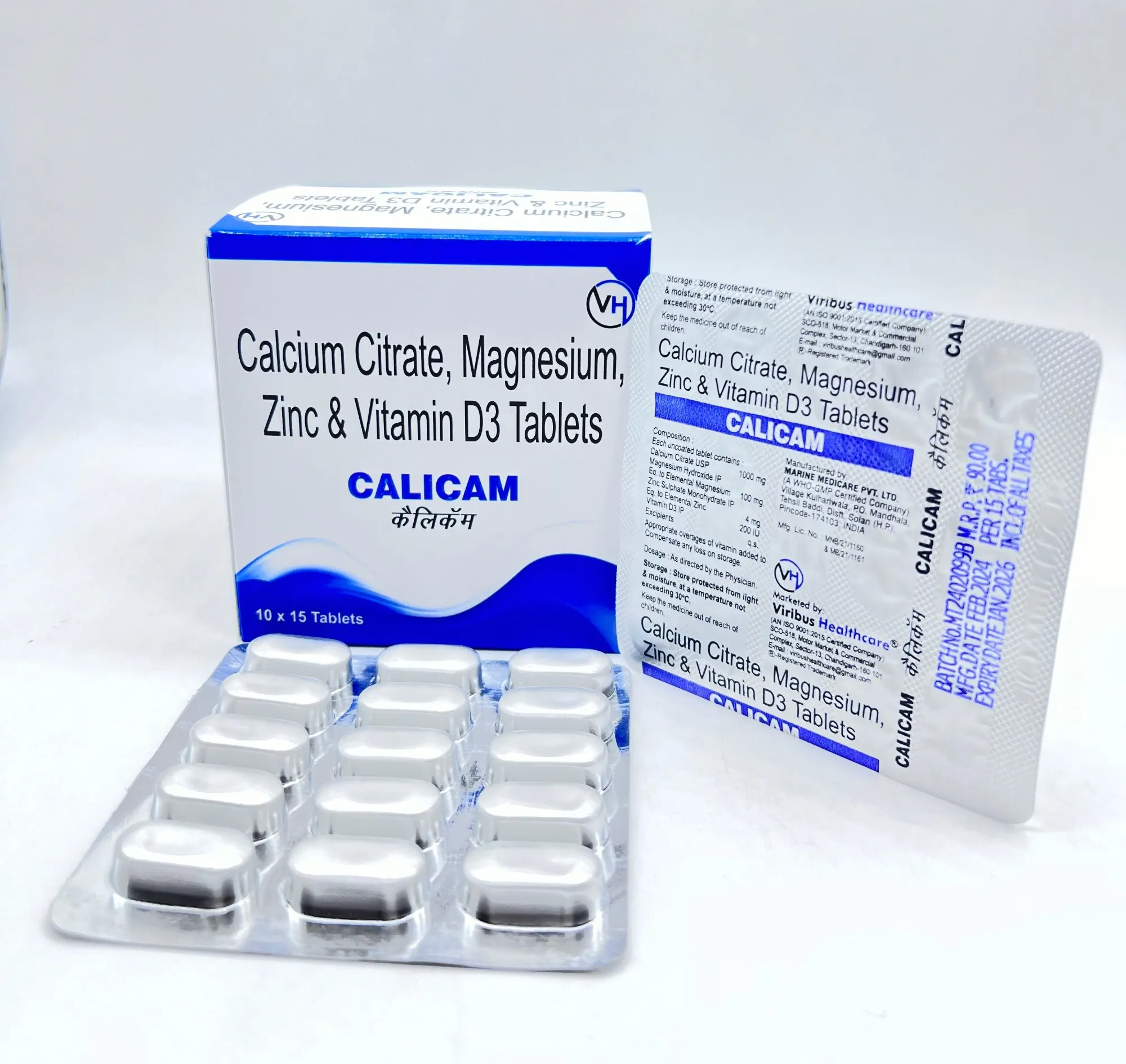CALICAM ISO Calcium Citrate, Vitamin D3, Zinc & Magnesium Tablets,  Packaging Size: 10x15, VIRIBUS at ₹ 900/box in Chandigarh