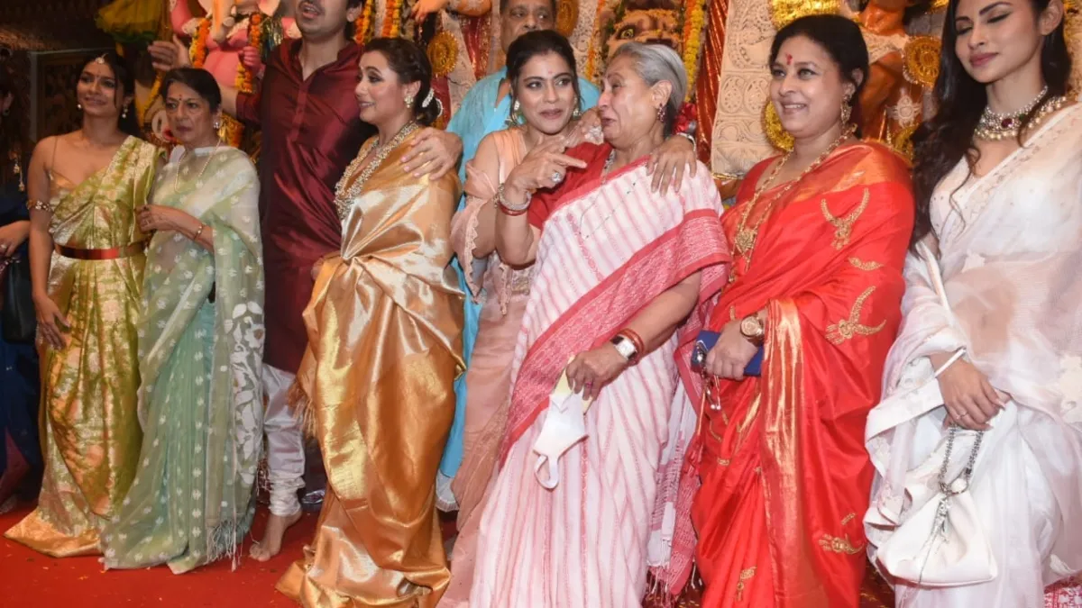 Jaya Bachchan, Tanuja, Kajol, Rani Mukerji, Tanisha, Ranbir Kapoor and Ayan  attend Durga Puja festivities